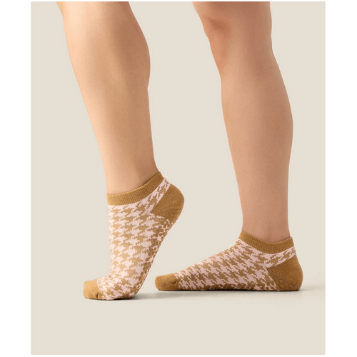 MoveActive Low Rise Grip Socks - Houndstooth Blush