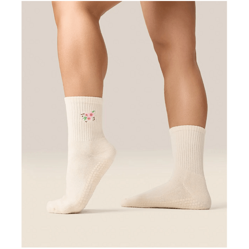 MoveActive Crew Grip Socks - Cherry Blossom Ivory