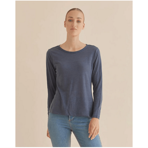 Amelius Priya Long Sleeve Linen Jersey Top - Navy
