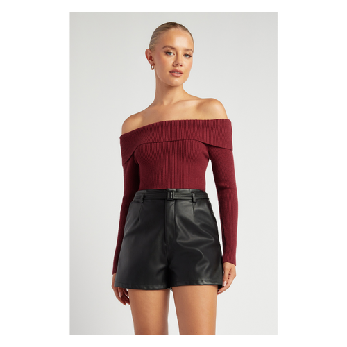 Off the Shoulder Knit Bodysuit (WKN656)