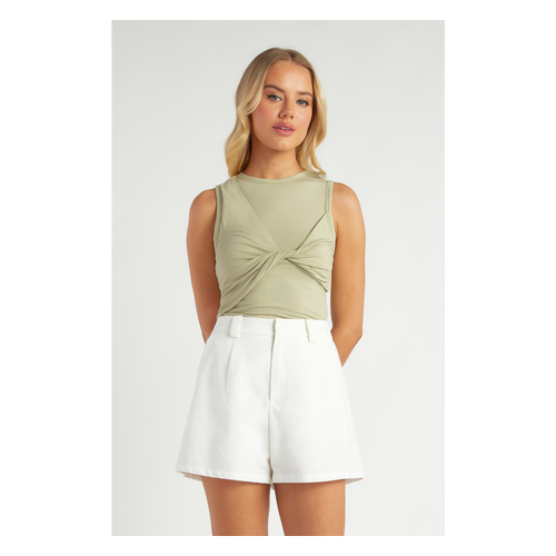 Front Twist Detail Jersey Top (STO732B)