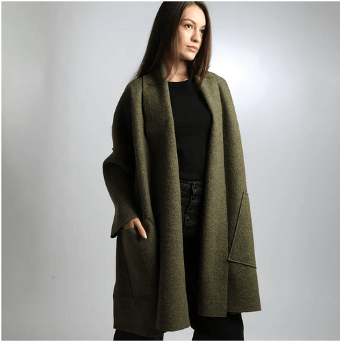 Knotium Ella Unlined Oversized Boiled Wool Coatigan Jacket