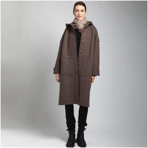Knotium Eden Midi Boiled Wool Coat with Hood