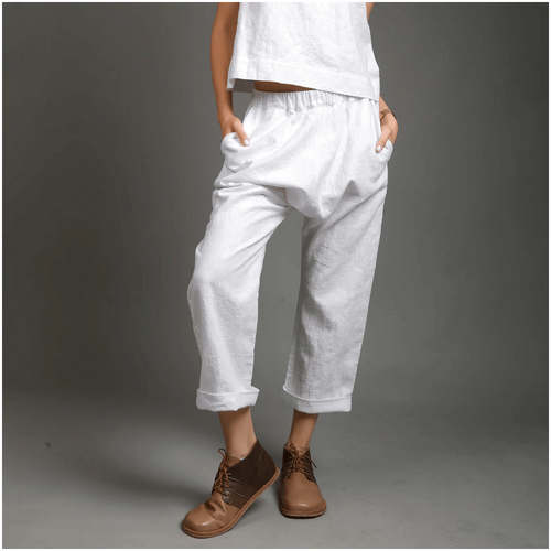 Knotium Yuna Drop Crotch Relaxed Cropped Linen Pants