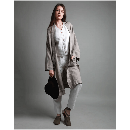 Knotium Kim Long Linen Kimono Style Duster