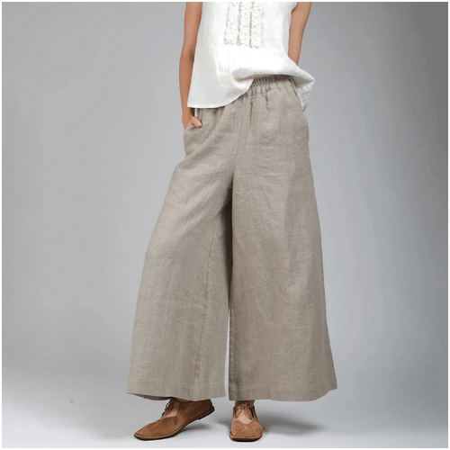 Knotium Koko Wide Leg Linen Pants with Side Pockets