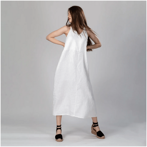 Knotium Sierra Open Back Midi Linen Dress
