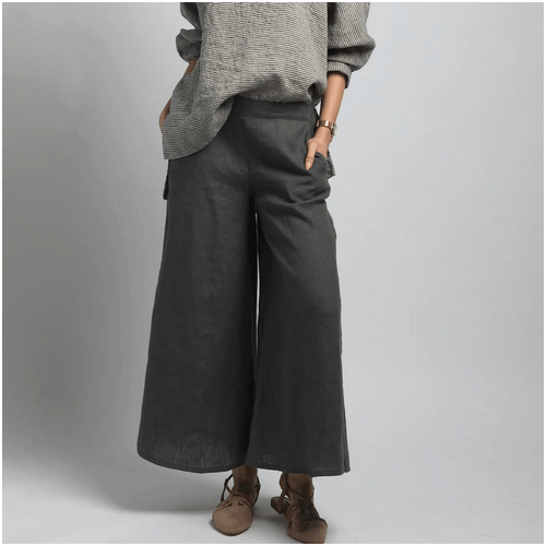 Knotium Tess Ankle Palazzo-Style Linen Pants