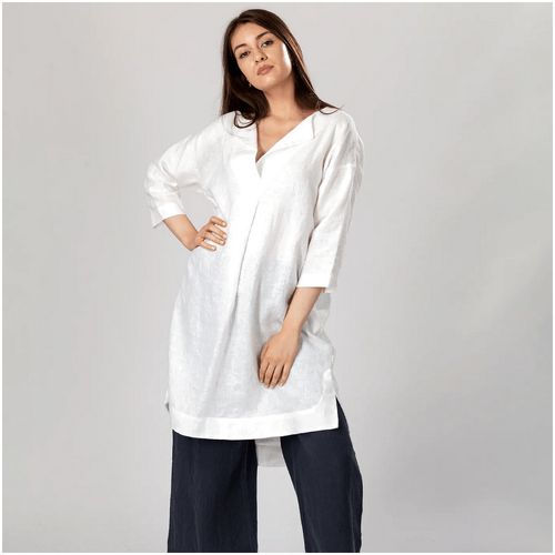 Knotium Julia Oversized Linen Tunic with Back Pleat and Pockets