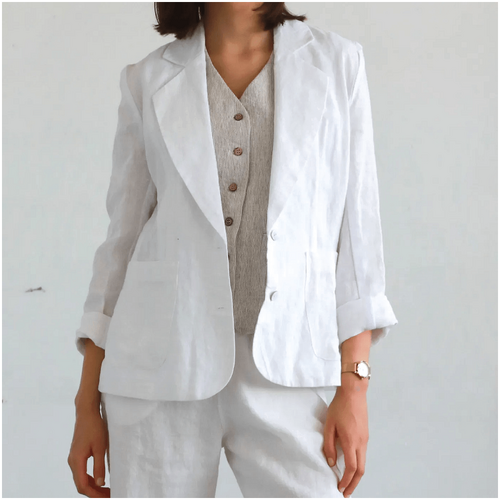 Knotium Sunset Unlined Classic Loose Fitted Linen Blazer