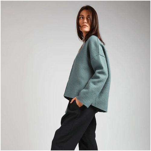 Knotium Lina Oversized V-Neck Boiled Wool Jumper