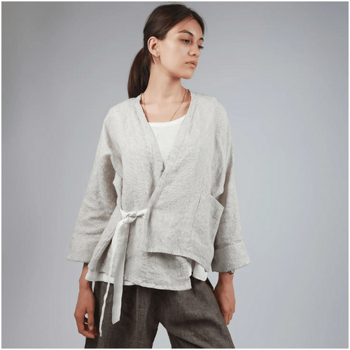 Knotium Juniper Linen Wrap Kimono Jacket