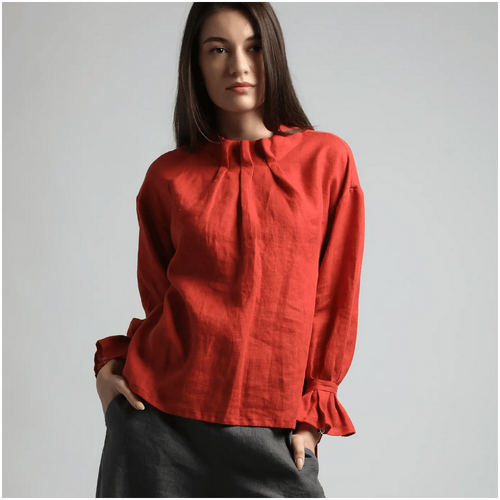 Knotium Lille Cropped V-Neck Sleeveless Linen Top