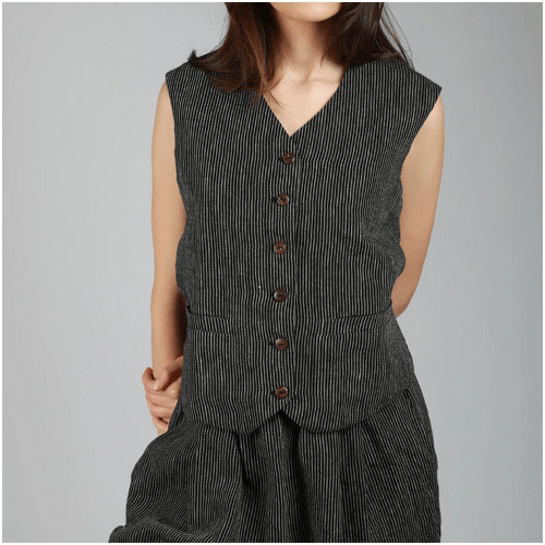 Knotium EveLoose Tailored White Linen Waistcoat For Women