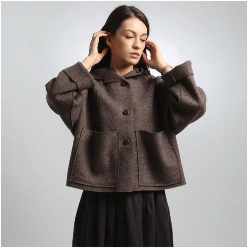 Knotium Umma Oversized Boiled Wool Hooded Jacket with Patch Pockets