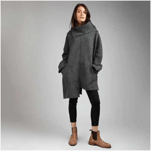 Knotium Anouk Oversized Boiled Wool Sweater with High Neck