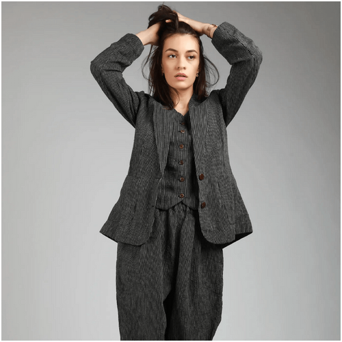 Knotium SunsetUnlined Classic Loose Fitted Linen Blazer