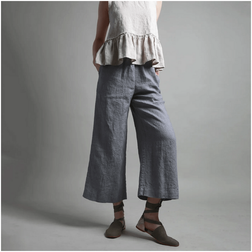 Knotium Forever Straight Ankle Linen Pants with Pockets