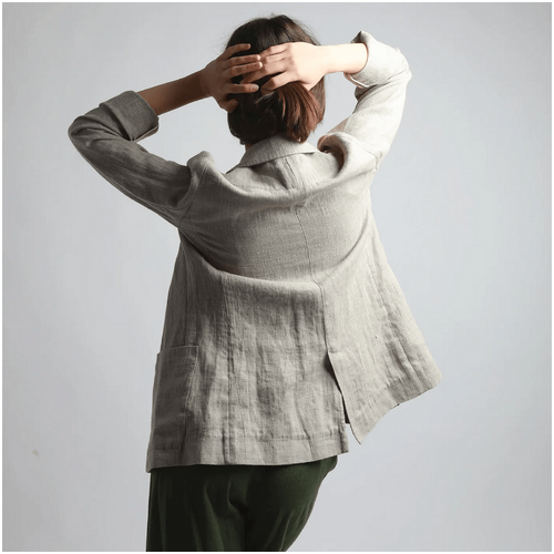 Knotium Sunset Unlined Classic Loose Fitted Linen Blazer