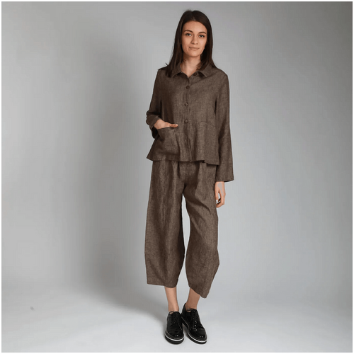 Knotium Friday Barrel Leg Cropped Linen Pants