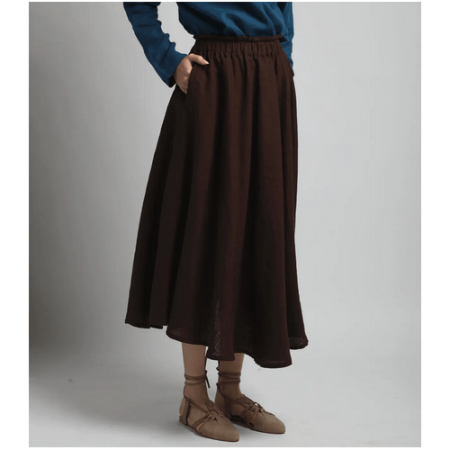 Knotium Nomade Midi Circle Linen Skirt with Pockets