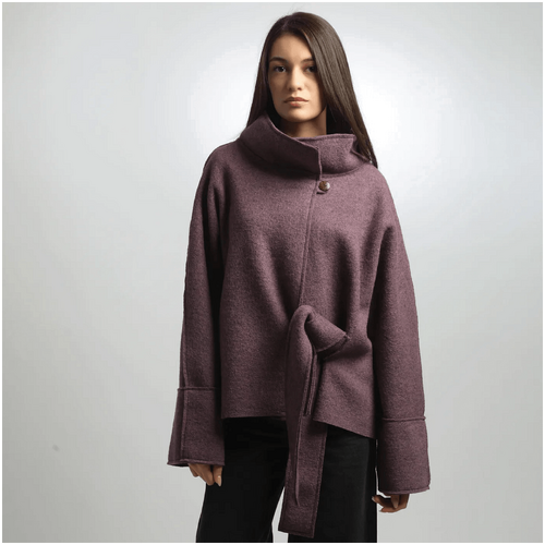 Knotium Maud Unlined Oversized Boiled Wool Wrap Coatigan with Belt