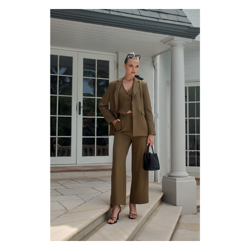 Oversized Blazer with Shoulder Pads and Pocket Details (SJT404A)