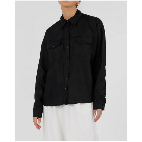 Amelius Byron Linen Overshirt - Black