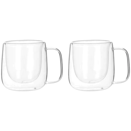 Leaf &amp; Bean Double Wall Glass Mug 2pcs Set Clear