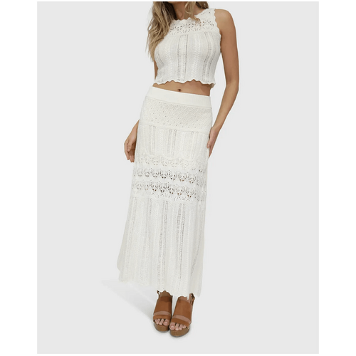 belle &amp; bloom Harvest Haze Crochet Maxi Skirt - Cream