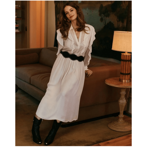 belle &amp; bloom Slow Dance Frill Midi Dress - White