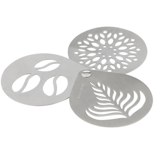 Leaf &amp; Bean Coffee Stencils 3pcs Set Stainless Steel