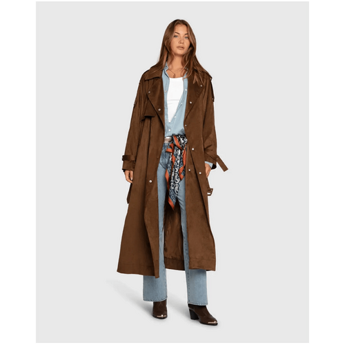belle &amp; bloom Long Lost Lover Soft Maxi Trench - Tobacco