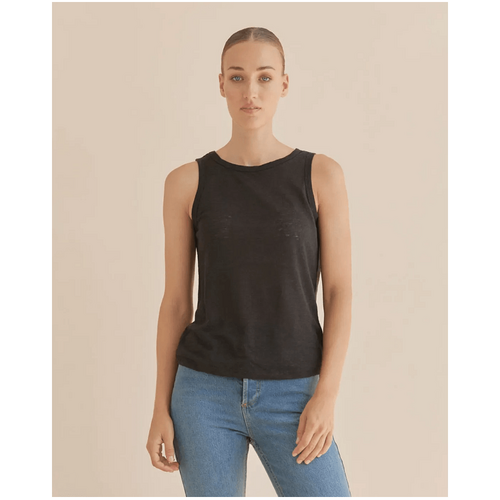 Amelius Aceline Linen Jersey Tank - Black