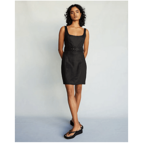 Amelius Silas Linen Mini Dress - Black