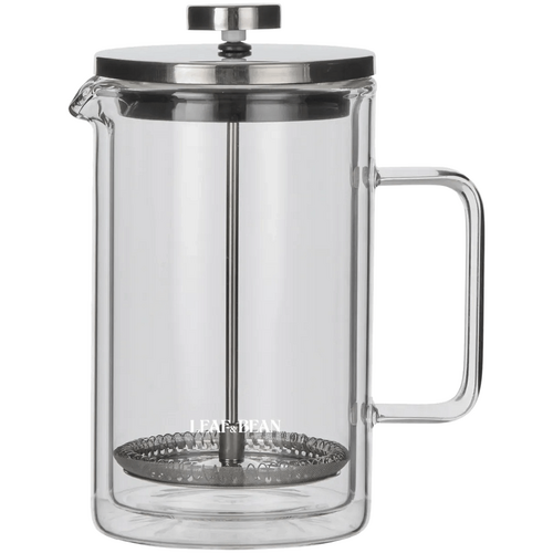Leaf &amp; Bean Double Wall Glass Plunger 4 Cups Clear