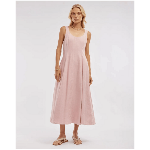 Amelius Anna Panelled Linen Midi Dress - Peony