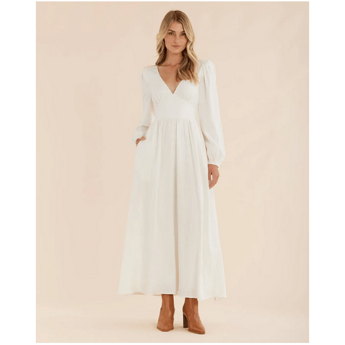 Amelius Chelsea V Neck Maxi Dress - Ivory