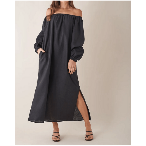Amelius Tala Linen Maxi Dress - Black