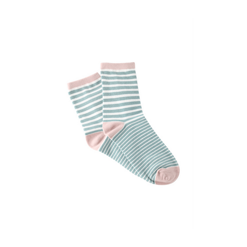 Women&#39;s Fine Cotton Half Crew Socks - Lolly Pop Pinstripe
