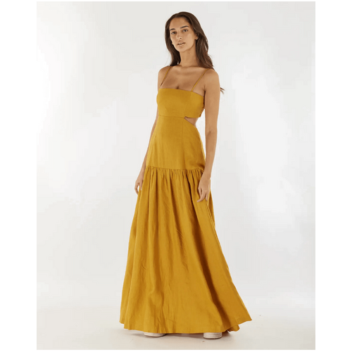 Amelius Nathalie Linen Maxi Dress - Mustard