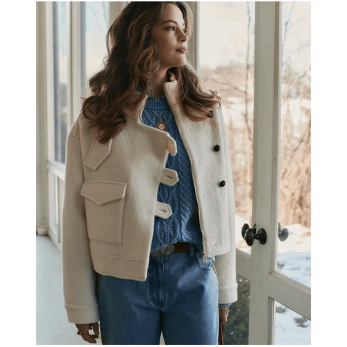 belle &amp; bloom Crystal Skies Cropped Wool Rib Jacket - Cream