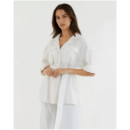 Amelius Jade Oversized Linen Shirt - White
