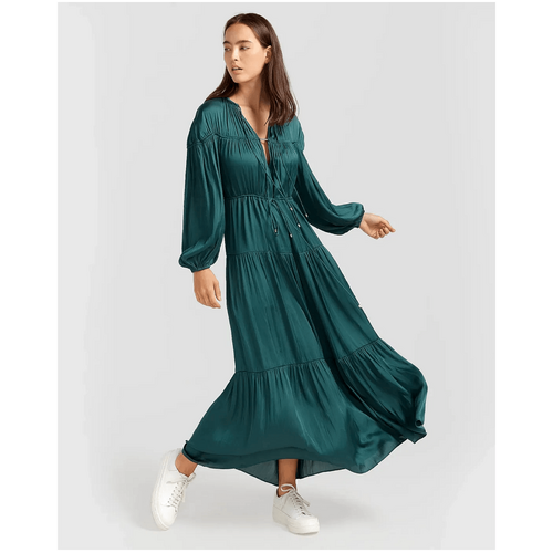 belle &amp; bloom Window Seat Tiered Maxi Dress - Dark Green