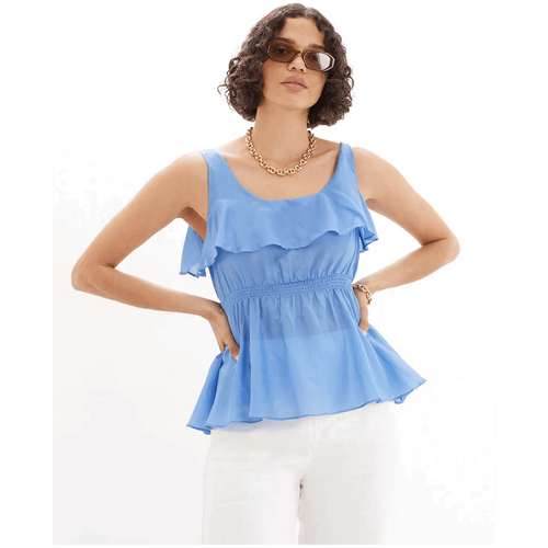 Amelius Lorena Peplum Ruffle Top - Bluebird