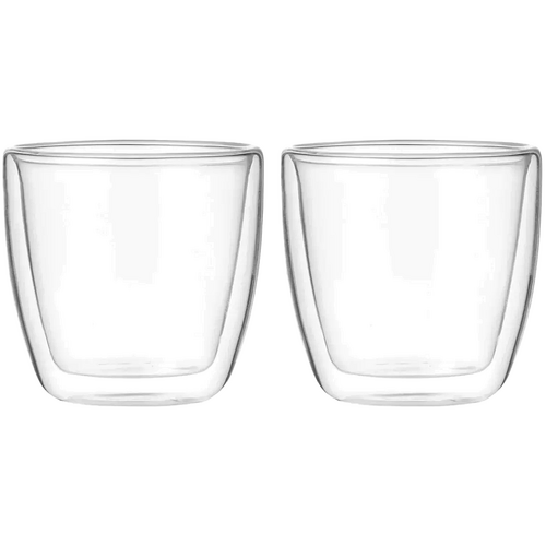 Leaf &amp; Bean Double Wall Glass 2pcs Set Clear