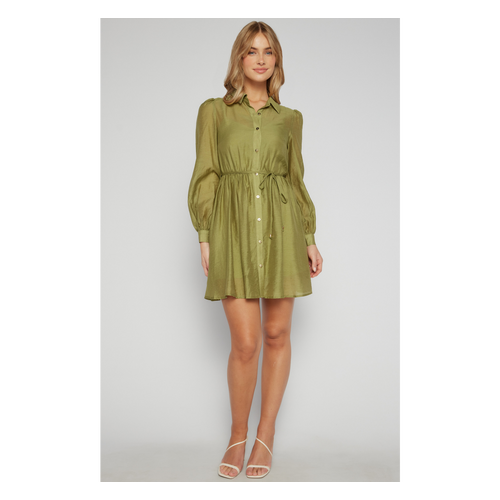 Gold Button Textured Shirt Dress with Slip Lining (SDR1560B)