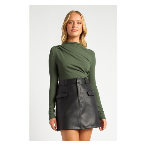 Stretch Jersey Top with Front Ruched Details (STO656B)
