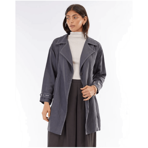 Amelius Elvie Linen Trench Jacket - Evening Blue