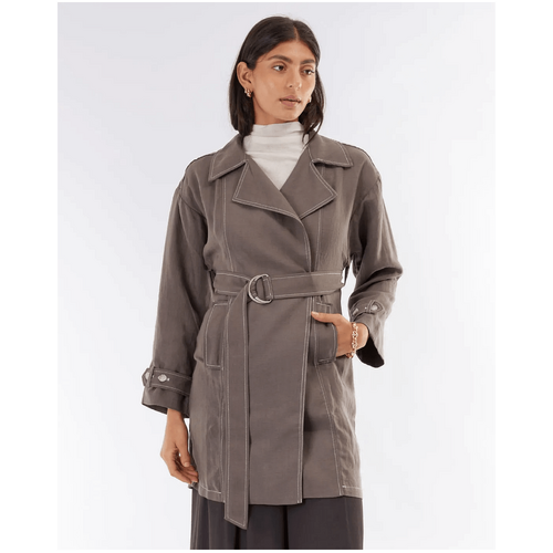 Amelius Elvie Linen Trench Jacket - Khaki